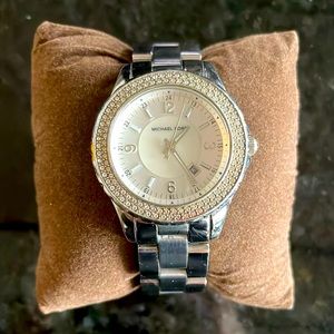 Michael Kors rhinestone silver watch